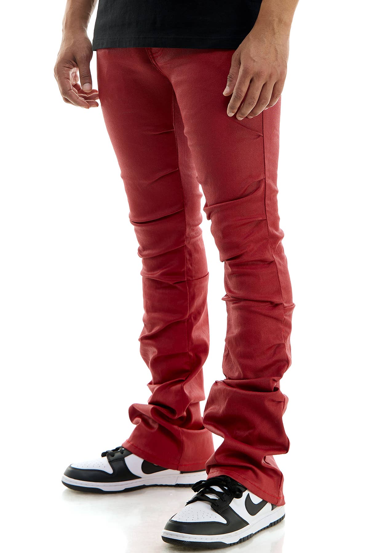 WAXED PLEAT FLARE PANTS