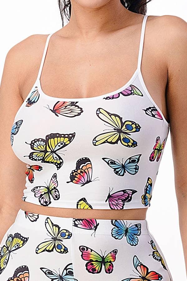 Butterfly Print Shorts Set