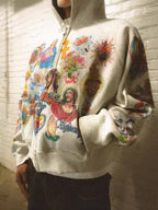 Retro Gothic Style Letter Printed Hoodie Casual Sweatshirt