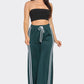 Slit Two White Stripes Flare Pants