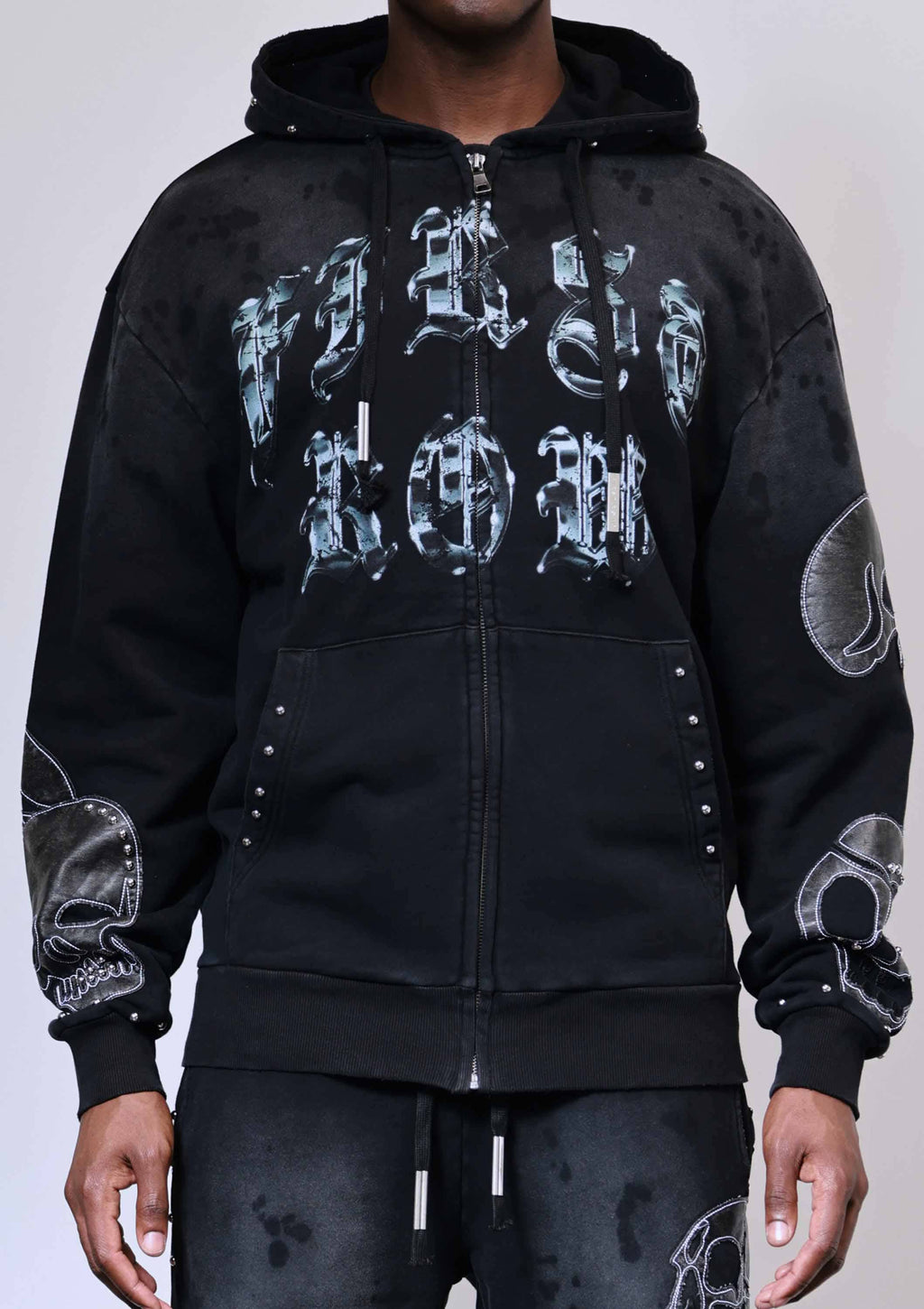 wake up and be fierce applique full zip hoodie