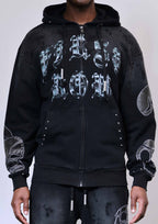 wake up and be fierce applique full zip hoodie