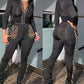 Sporty striped tape coat pants set