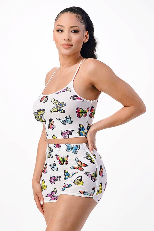 Butterfly Print Shorts Set