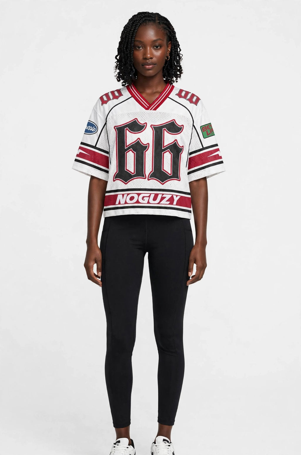 Graphic Number Patch Cropped Jersey Top