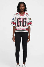 Graphic Number Patch Cropped Jersey Top