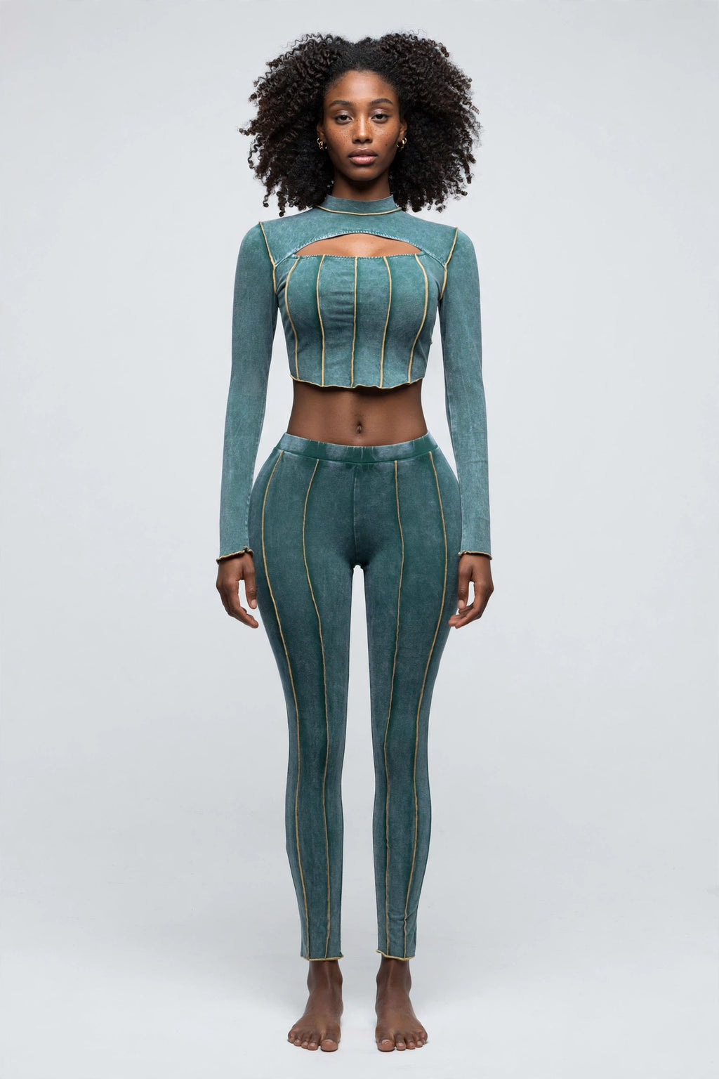 Teal cut out top and leggings set
