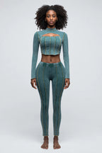 Teal cut out top and leggings set