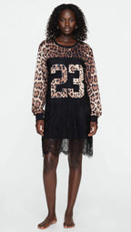 Lace Mesh Patchwork Oversized Jersey Longsleeve Top