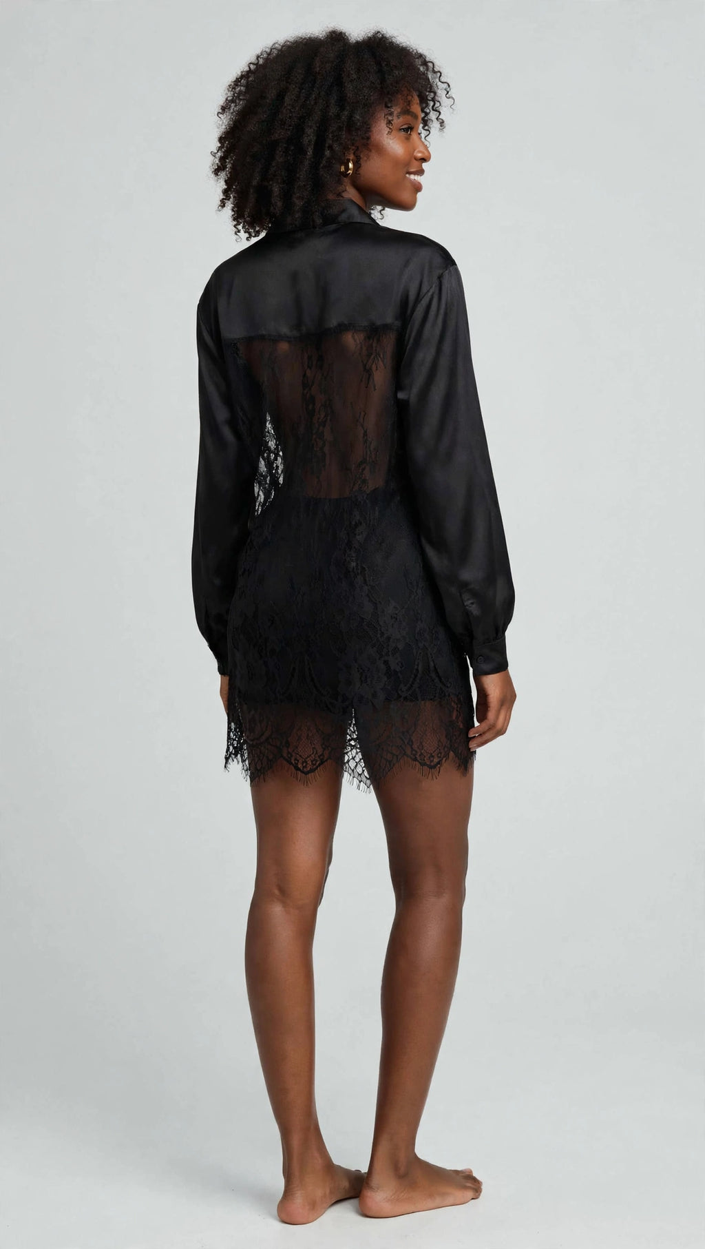 Lace Mesh Patchwork Oversized Jersey Longsleeve Top
