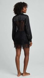 Lace Mesh Patchwork Oversized Jersey Longsleeve Top