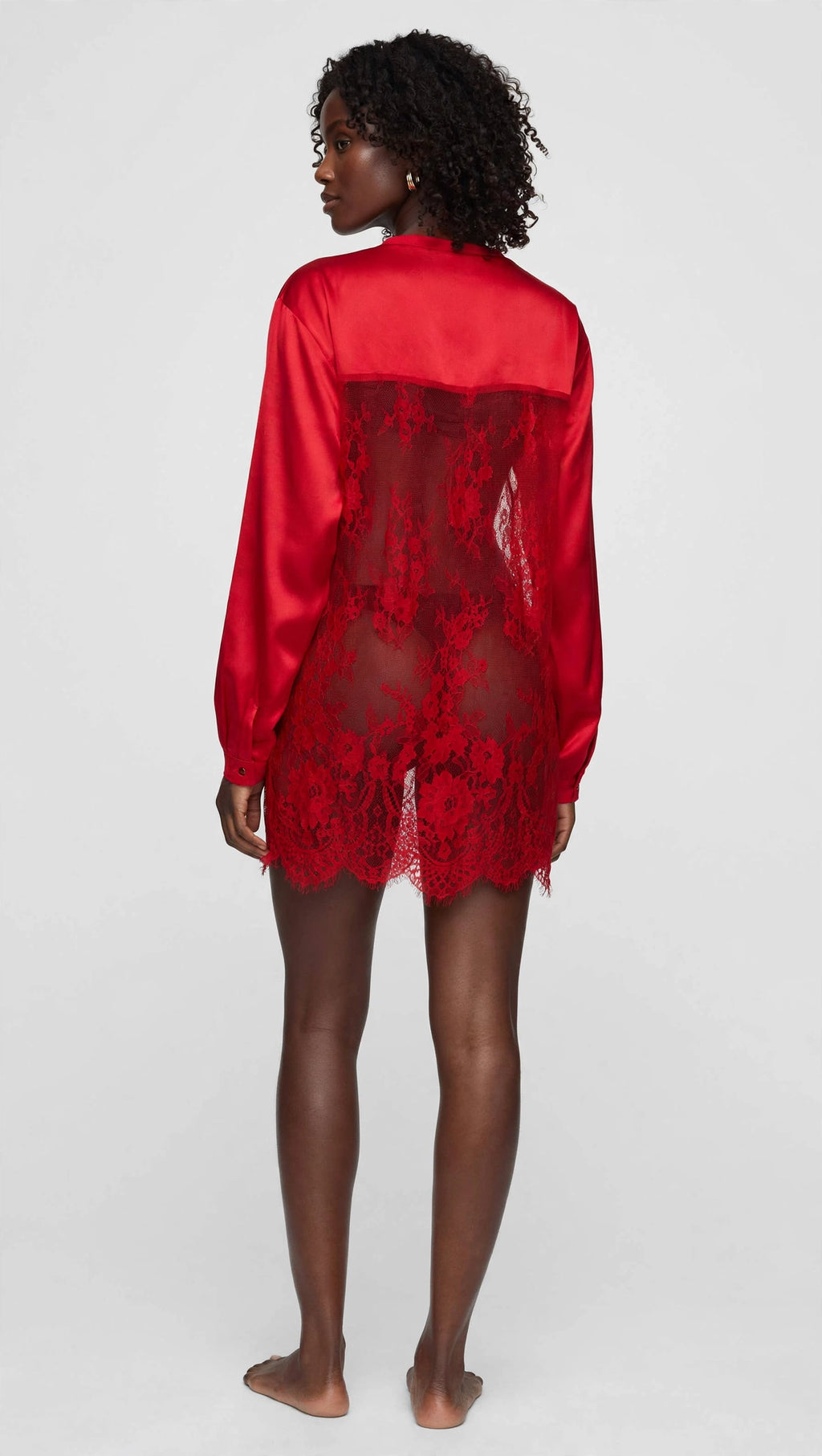 Lace Mesh Patchwork Oversized Jersey Longsleeve Top