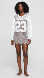 Lace Mesh Patchwork Oversized Jersey Longsleeve Top