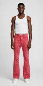 Red Diamond Guapi Jeans – Luxury Stacked Embellished Streetwear Denim